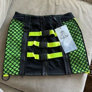 RNG Red Night Gothic black/green diamond grid skirt